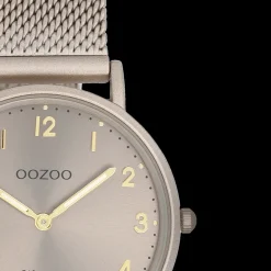 Taupe OOZOO horloge met metalen mesh armband - C20382