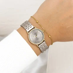 Taupe OOZOO horloge met roestvrijstalen armband - C20375
