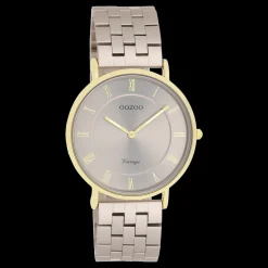 Taupe OOZOO horloge met roestvrijstalen armband - C20368