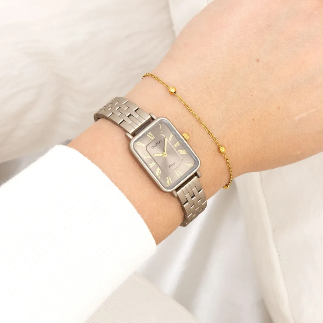 Taupe OOZOO horloge met roestvrijstalen armband roestvrijstalen armband - C20412