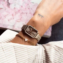 Taupe OOZOO horloge met roestvrijstalen armband roestvrijstalen armband - C20412