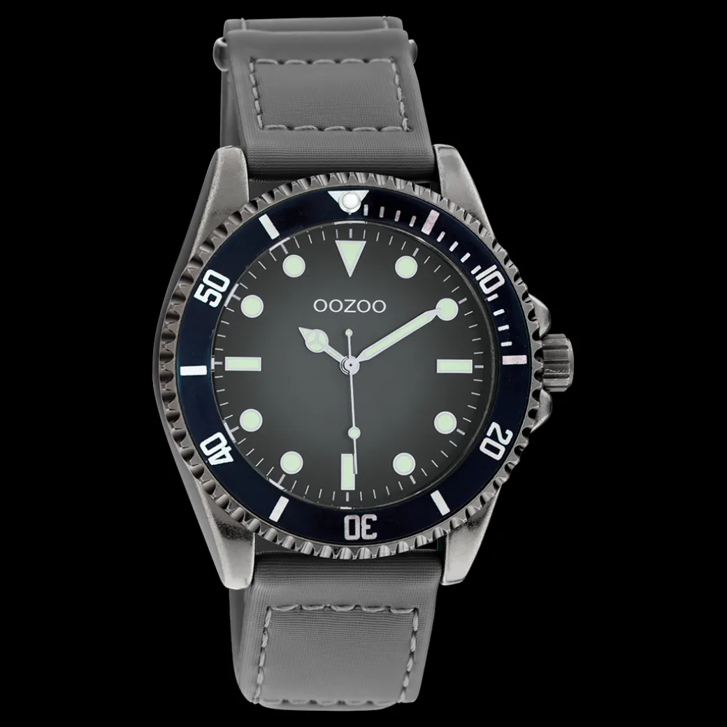 Titanium OOZOO horloge met grijze klittenband polsband - C11011
