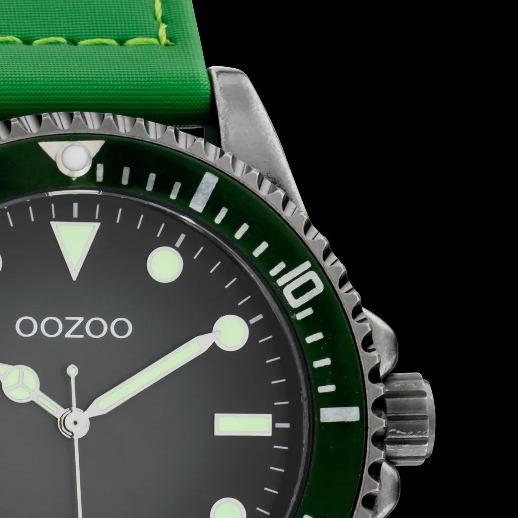 Titanium OOZOO horloge met groene klittenband polsband - C11010