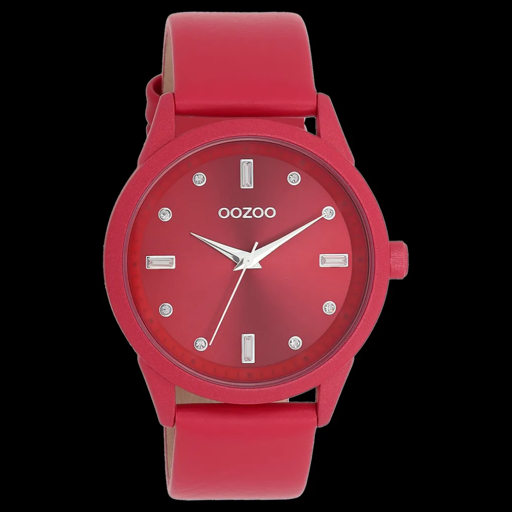 Viva magenta OOZOO horloge met leren band - C11286
