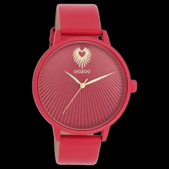 Viva magenta OOZOO horloge met leren band - C11247