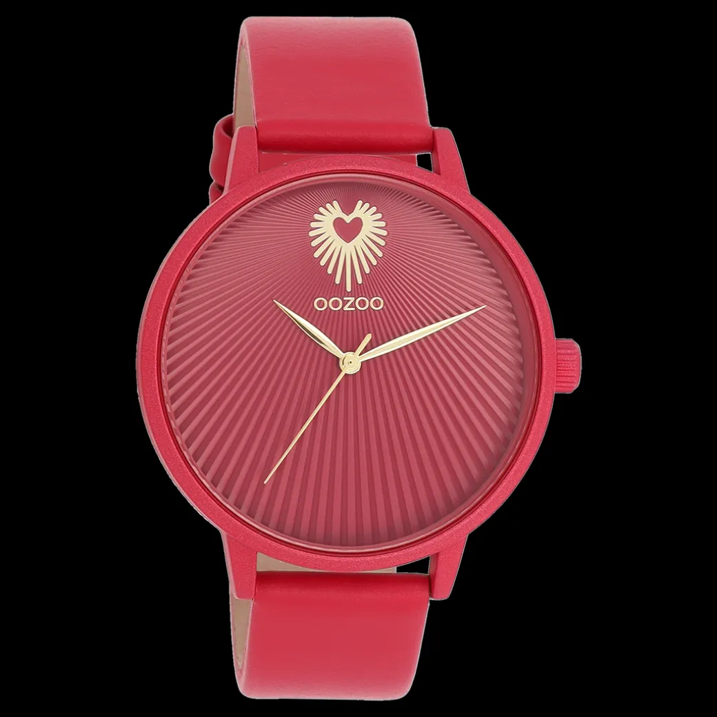 Viva magenta OOZOO horloge met leren band - C11247
