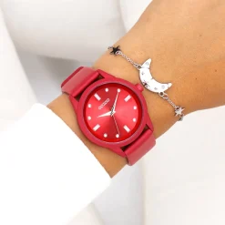 Viva magenta OOZOO horloge met leren band - C11286