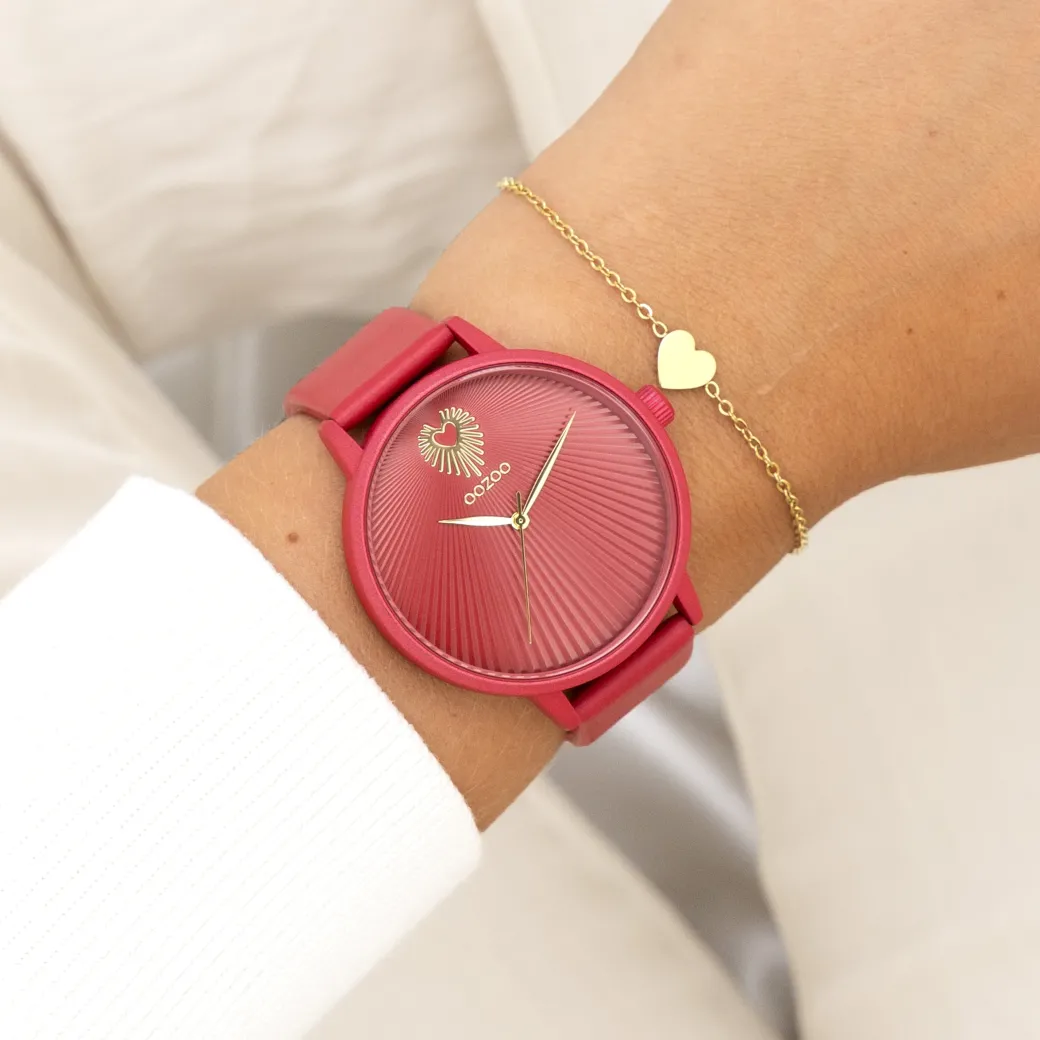 Viva magenta OOZOO horloge met leren band - C11247
