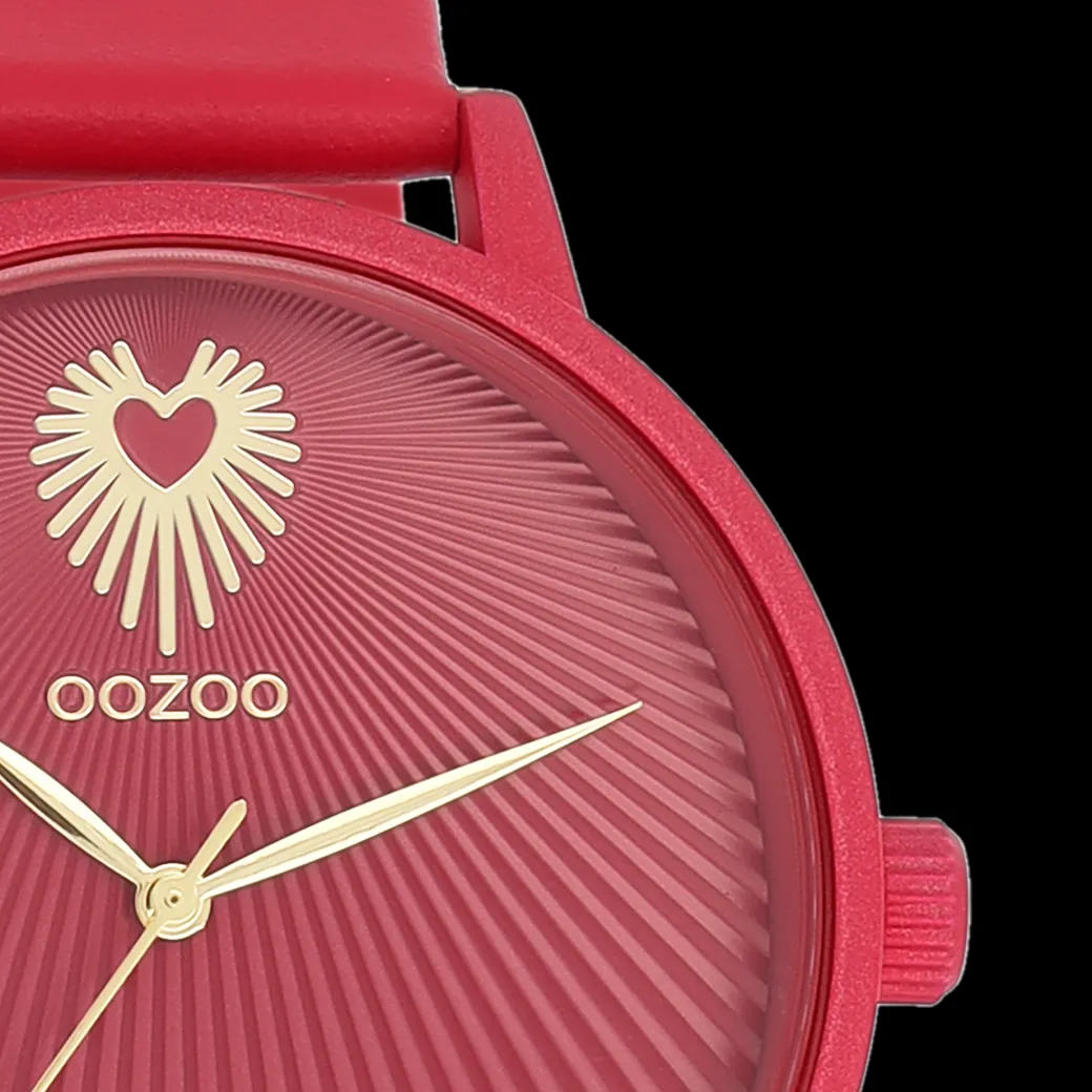 Viva magenta OOZOO horloge met leren band - C11247