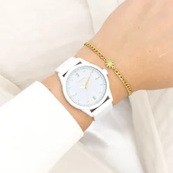 Witte OOZOO horloge met leren band - C11354