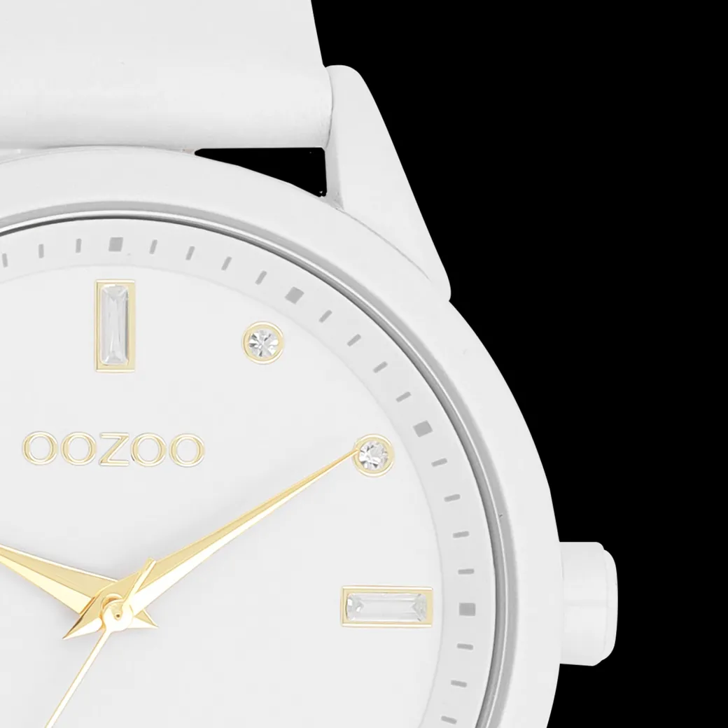 Witte OOZOO horloge met leren band - C11354