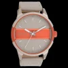 Zand/fluo oranje OOZOO horloge met zand leren band - C11230