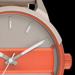 Zand/fluo oranje OOZOO horloge met zand leren band - C11230