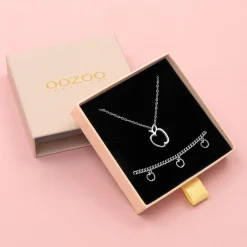 Zilverkleurige armband + ketting set met appels