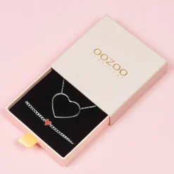 Zilverkleurige armband + ketting set met groot hart