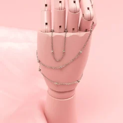 Zilverkleurige armband + ketting set met bolletjes