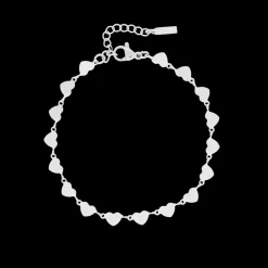 Zilverkleurige armband + ketting set met hartjes