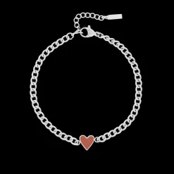 Zilverkleurige armband + ketting set met groot hart