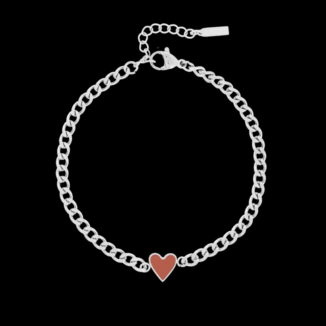 Zilverkleurige armband + ketting set met groot hart