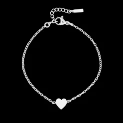Zilverkleurige armband + oorbellen + ketting set met een hart