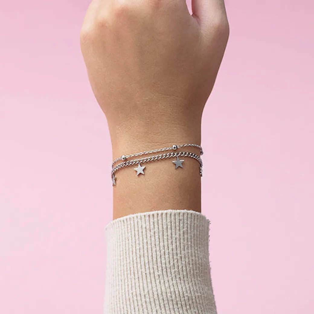 Zilverkleurige armband met sterretjes