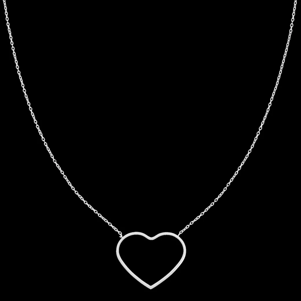 Zilverkleurige ketting met groot hart