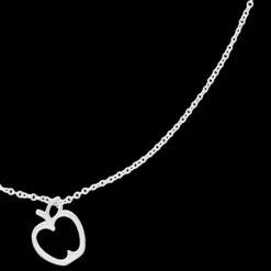 Zilverkleurige ketting met een appel