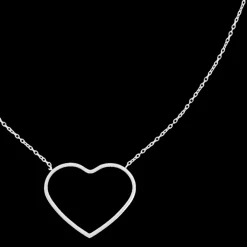 Zilverkleurige ketting met groot hart