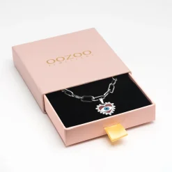 Zilverkleurige ketting met boze oog bedeltje