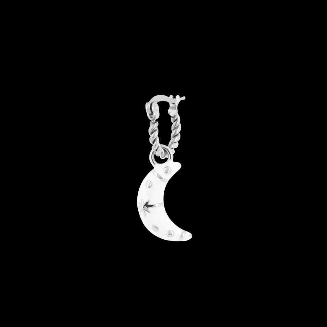 Zilverkleurige oorring + ketting set met een maan bedeltje