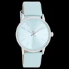 Zilverkleurige OOZOO horloge met licht blauwe leren band - C11369