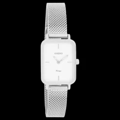 Zilverkleurige OOZOO horloge met metalen mesh armband - C20350