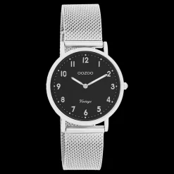 Zilverkleurige OOZOO horloge met metalen mesh armband - C20346