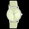 Zilverkleurige OOZOO horloge met licht groene leren band - C11370