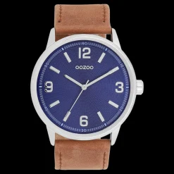 Zilverkleurige OOZOO horloge met leren band leren band - C11501