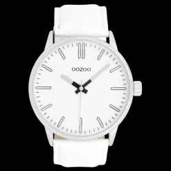 Zilverkleurige OOZOO horloge met leren band leren band - C11512
