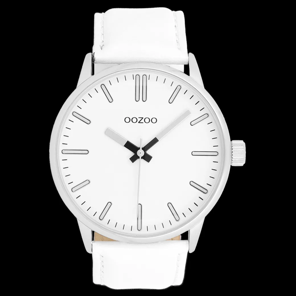 Zilverkleurige OOZOO horloge met leren band leren band - C11512