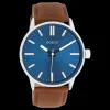 Zilverkleurige OOZOO horloge met bruine leren band - C11400