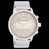 Zilverkleurige OOZOO horloge met metalen mesh armband - C9071