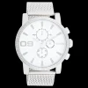 Zilverkleurige OOZOO horloge met metalen mesh armband - C11213