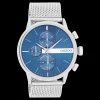Zilverkleurige OOZOO horloge met metalen mesh armband - C11100
