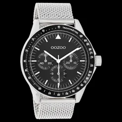 Zilverkleurige OOZOO horloge met metalen mesh armband - C11113