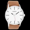 Zilverkleurige OOZOO horloge met camel leren band - C9050