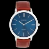 Zilverkleurige OOZOO horloge met bruine leren band - C20387