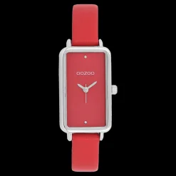 Zilverkleurige OOZOO horloge met leren band leren band - C11532