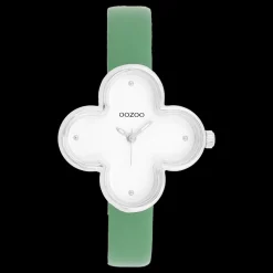 Zilverkleurige OOZOO horloge met leren band leren band - C11523