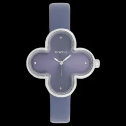 Zilverkleurige OOZOO horloge met leren band leren band - C11522