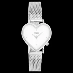 Zilverkleurige OOZOO horloge met metalen mesh armband - C11413
