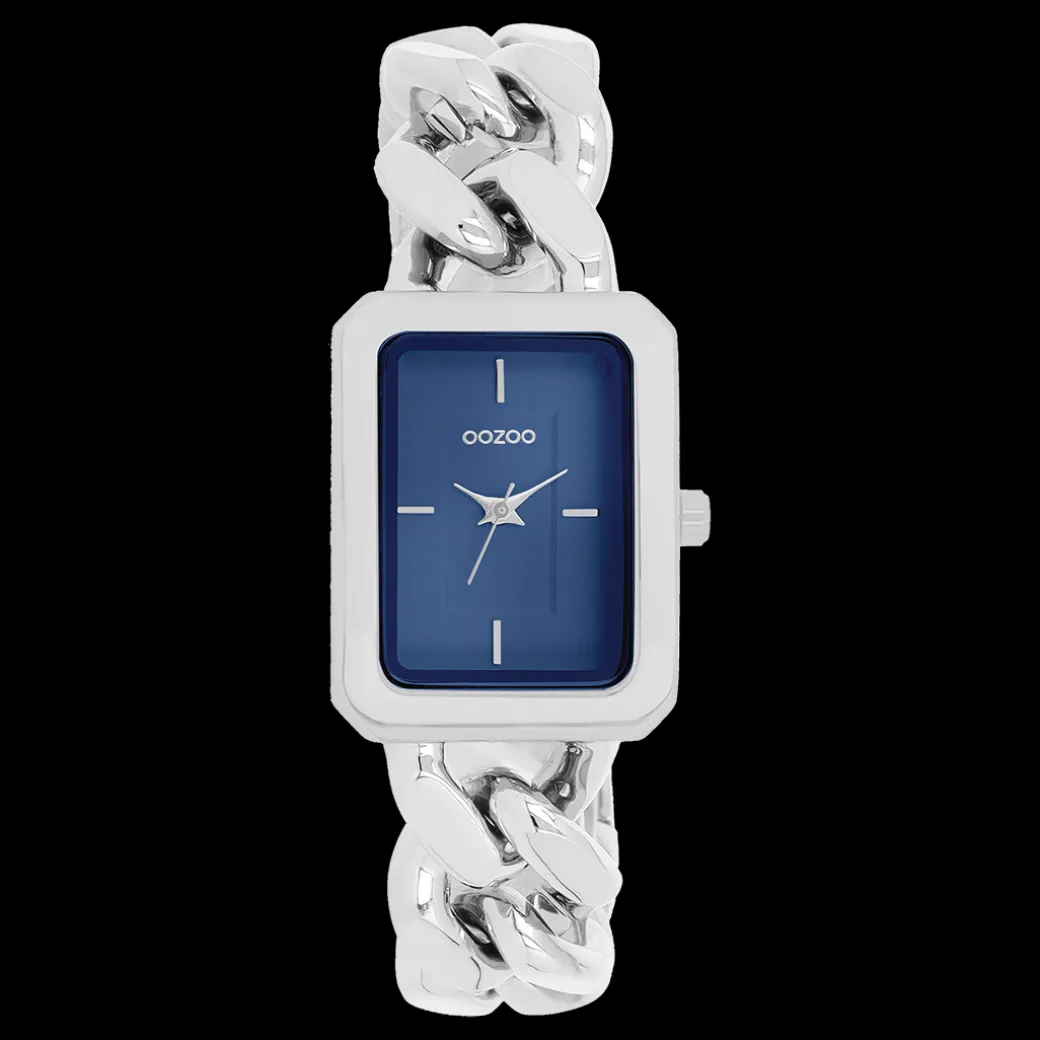 Zilverkleurige OOZOO horloge met grove schakelarmband - C11352