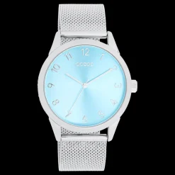 Zilverkleurige OOZOO horloge met metalen mesh armband - C11321